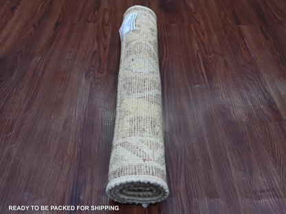 Brown 2'0" x 3'0" Oushak And Peshawar Hand knotted Wool Rug - Sku: O021755