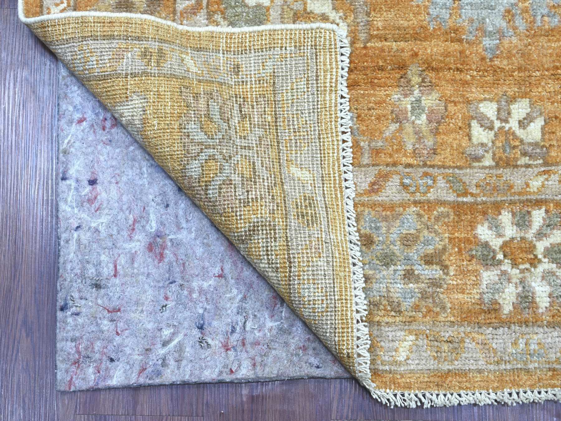 Brown 4'1" x 11'8" Oushak And Peshawar Hand knotted Wool Rug - Sku: O021756