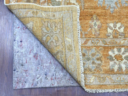 Brown 4'1" x 11'8" Oushak And Peshawar Hand knotted Wool Rug - Sku: O021756
