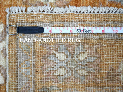 Brown 4'1" x 11'8" Oushak And Peshawar Hand knotted Wool Rug - Sku: O021756