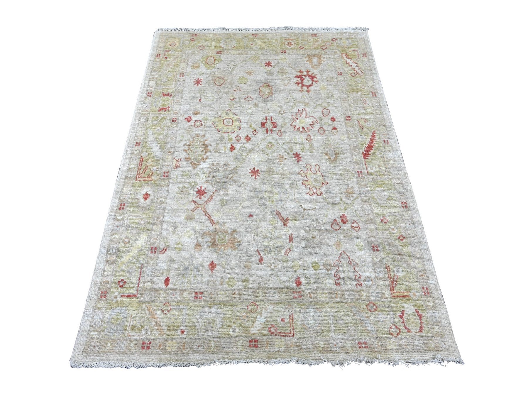 Oushak Oushak hand-knotted wool rug in Gray & Green, 4'2" x 6' — SKU O021757