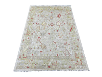 Oushak Oushak hand-knotted wool rug in Gray & Green, 4'2" x 6' — SKU O021757