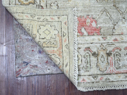 Grey 4'2" x 6'3" Oushak And Peshawar Hand knotted Wool Rug - Sku: O021758
