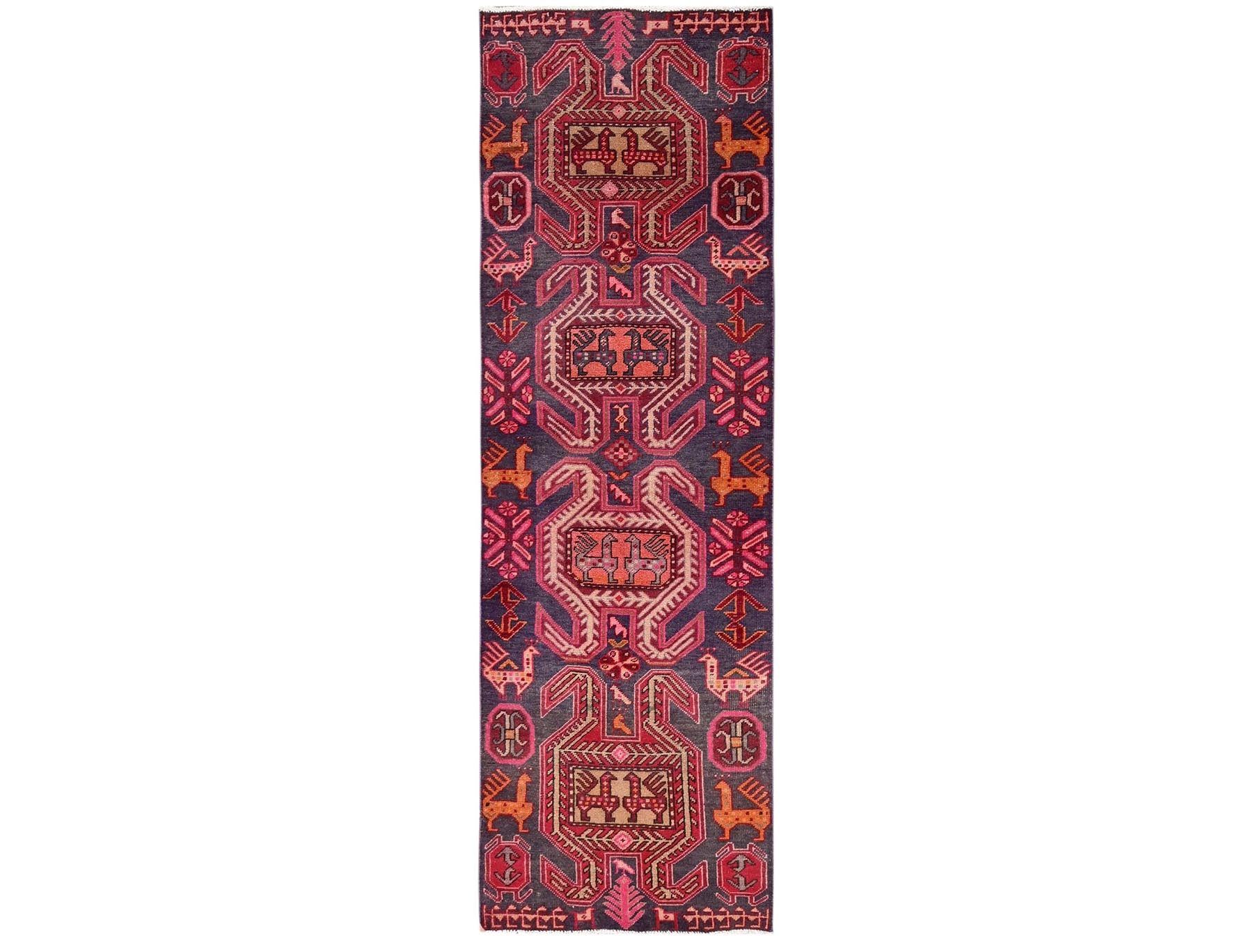Vintage hand-knotted wool runner in Purple, 2'10" x 9'4" — SKU O02175