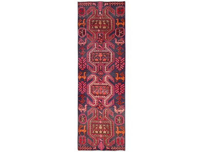 Vintage hand-knotted wool runner in Purple, 2'10" x 9'4" — SKU O02175