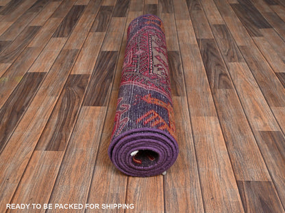 Vintage hand-knotted wool runner in Purple, 2'10" x 9'4" — SKU O02175 (view 5)