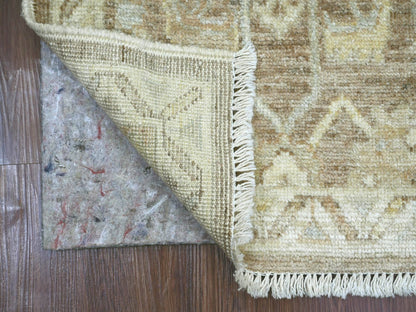 Brown 2'1" x 3'0" Oushak And Peshawar Hand knotted Wool Rug - Sku: O021761