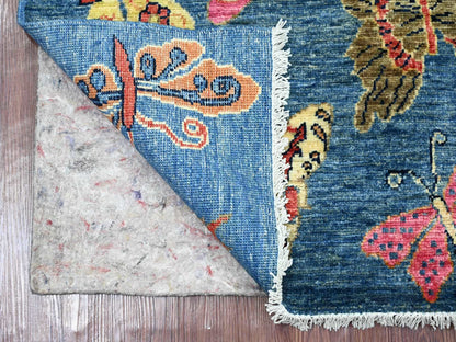 Blue 3'0" x 4'7" Modern and Contemporary Hand knotted Wool Rug - Sku: O021764