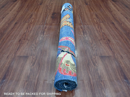 Blue 3'0" x 4'7" Modern and Contemporary Hand knotted Wool Rug - Sku: O021764