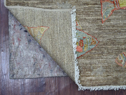 Grey 2'11" x 4'10" Modern and Contemporary Hand knotted Wool Rug - Sku: O021765