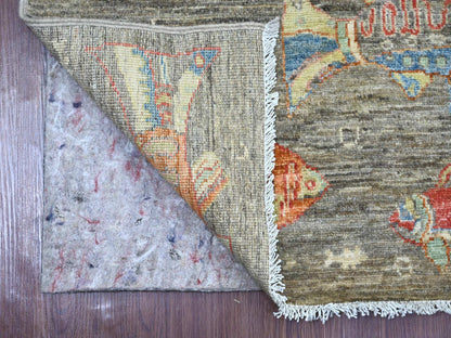 Peshawar Modern / Contemporary hand-knotted wool runner in Gray, 2'6" x 9'7" — SKU O021767 (view 2)