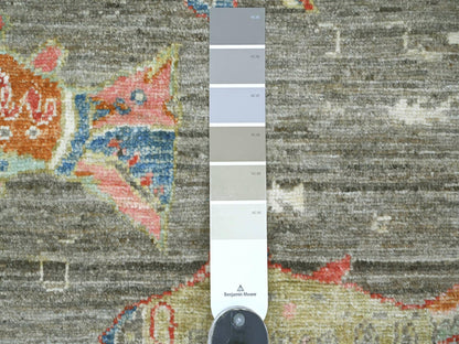 Peshawar Modern / Contemporary hand-knotted wool runner in Gray, 2'6" x 9'7" — SKU O021767 (view 3)
