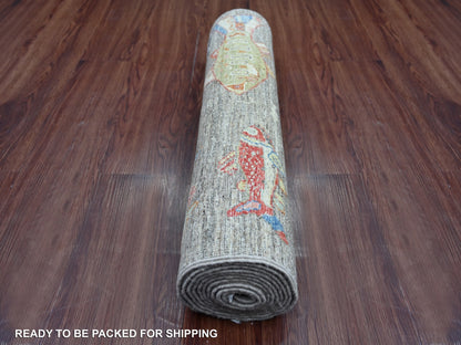 Peshawar Modern / Contemporary hand-knotted wool runner in Gray, 2'6" x 9'7" — SKU O021767 (view 4)