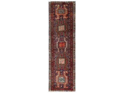 Vintage hand-knotted wool runner in Purple & Ivory, 2'10" x 9'9" — SKU O02176