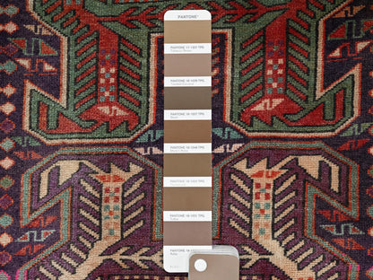 Vintage hand-knotted wool runner in Purple & Ivory, 2'10" x 9'9" — SKU O02176 (view 4)