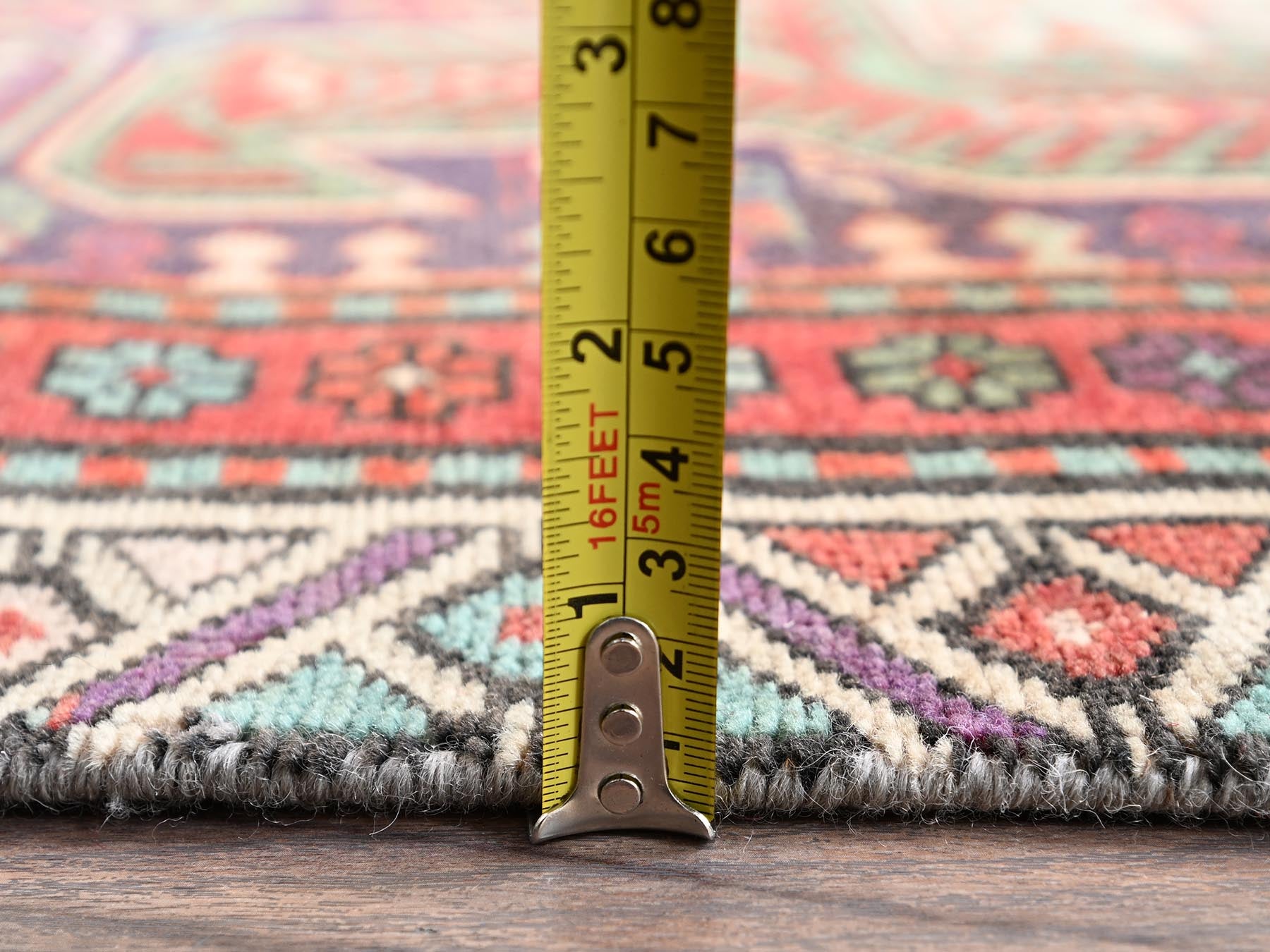 Vintage hand-knotted wool runner in Purple & Ivory, 2'10" x 9'9" — SKU O02176 (view 6)