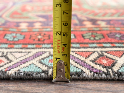 Vintage hand-knotted wool runner in Purple & Ivory, 2'10" x 9'9" — SKU O02176 (view 6)