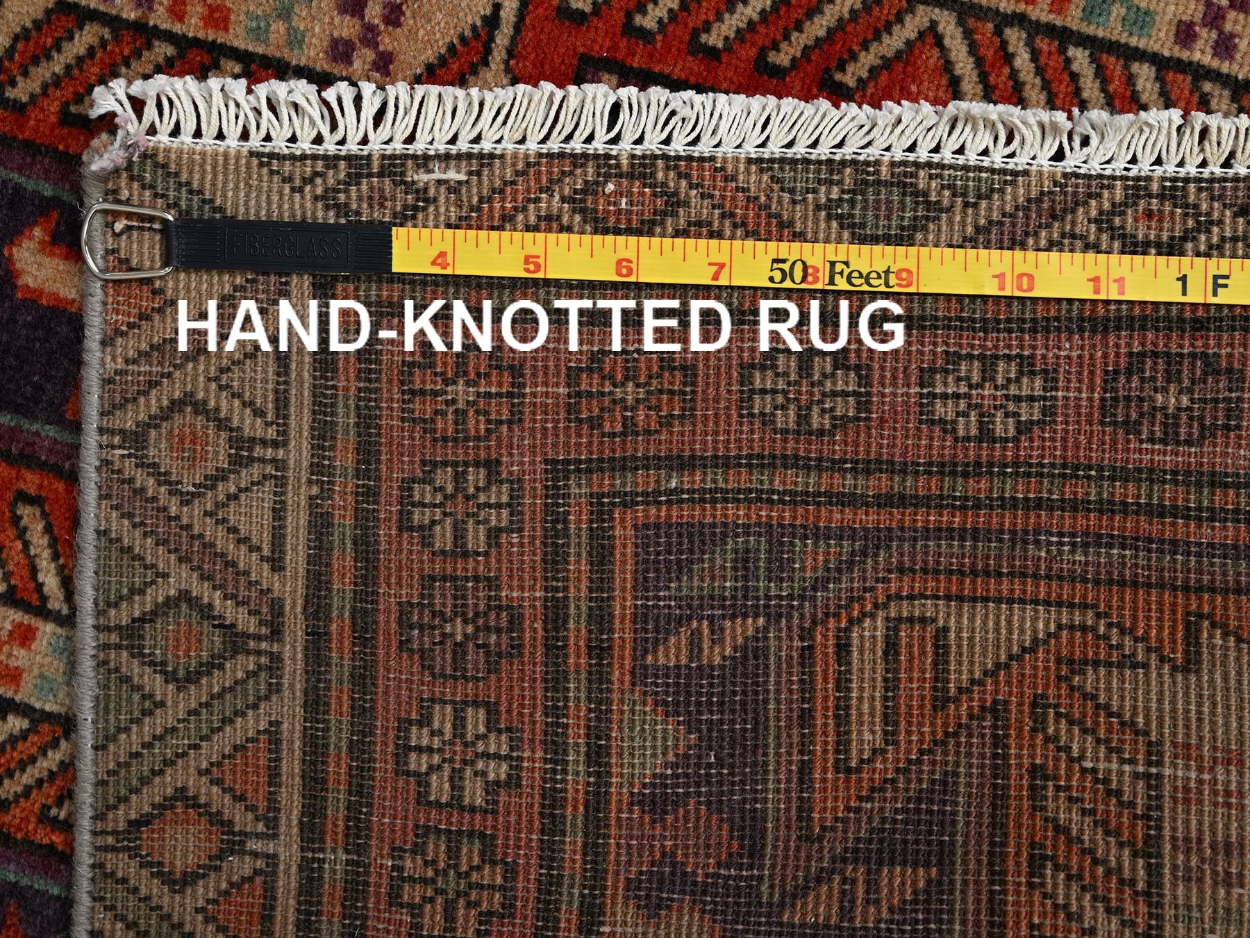 Vintage hand-knotted wool runner in Purple & Ivory, 2'10" x 9'9" — SKU O02176 (view 7)