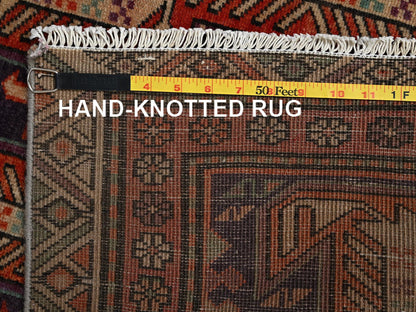 Vintage hand-knotted wool runner in Purple & Ivory, 2'10" x 9'9" — SKU O02176 (view 7)