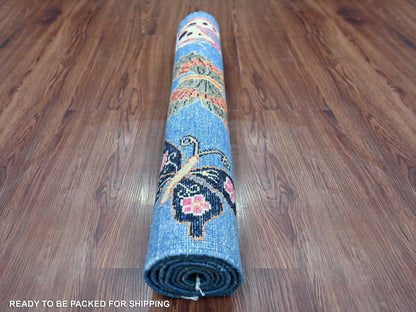 Blue 2'8" x 5'8" Modern and Contemporary Hand knotted Wool Rug - Sku: O021770