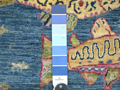 Blue 2'0" x 2'10" Modern and Contemporary Hand knotted Wool Rug - Sku: O021773