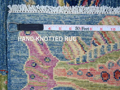 Blue 2'0" x 2'10" Modern and Contemporary Hand knotted Wool Rug - Sku: O021773