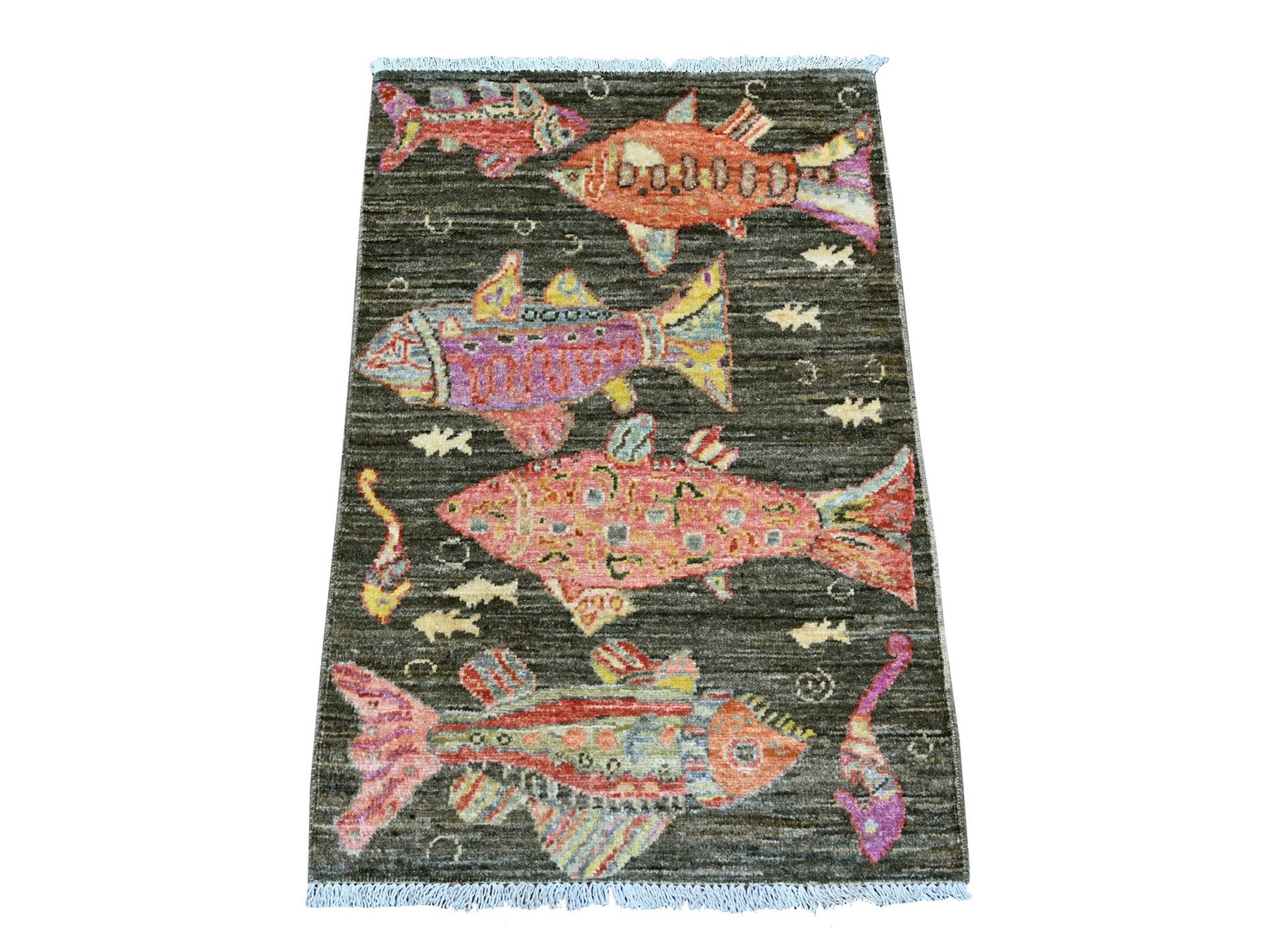 Brown 2'0" x 3'0" Modern and Contemporary Hand knotted Wool Rug - Sku: O021774