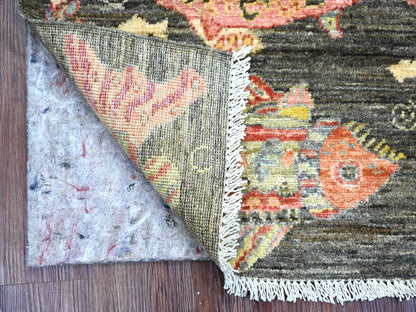 Brown 2'0" x 3'0" Modern and Contemporary Hand knotted Wool Rug - Sku: O021774