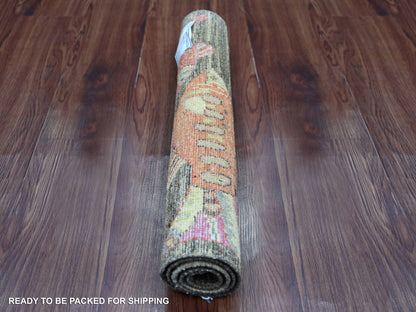 Brown 2'0" x 3'0" Modern and Contemporary Hand knotted Wool Rug - Sku: O021774