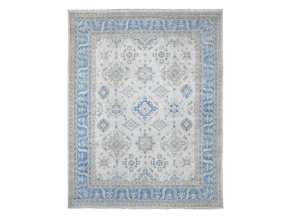 Kazak Kazak hand-knotted wool rug in Ivory & Blue, 8'8" x 11'2" — SKU O021776