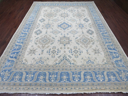 Kazak Kazak hand-knotted wool rug in Ivory & Blue, 8'8" x 11'2" — SKU O021776 (view 2)