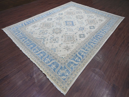 Kazak Kazak hand-knotted wool rug in Ivory & Blue, 8'8" x 11'2" — SKU O021776 (view 3)
