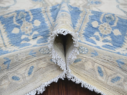 Kazak Kazak hand-knotted wool rug in Ivory & Blue, 8'8" x 11'2" — SKU O021776 (view 5)