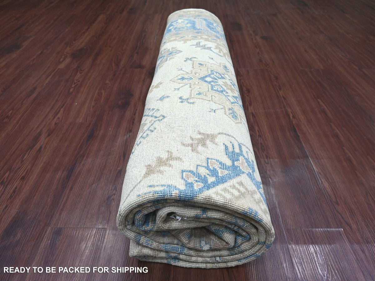 Kazak Kazak hand-knotted wool rug in Ivory & Blue, 8'8" x 11'2" — SKU O021776 (view 9)