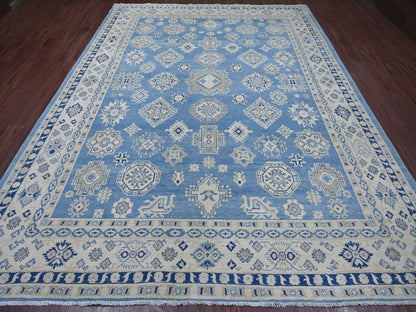 Kazak Kazak hand-knotted wool rug in Blue & Ivory, 8'11" x 11'8" — SKU O021777 (view 2)