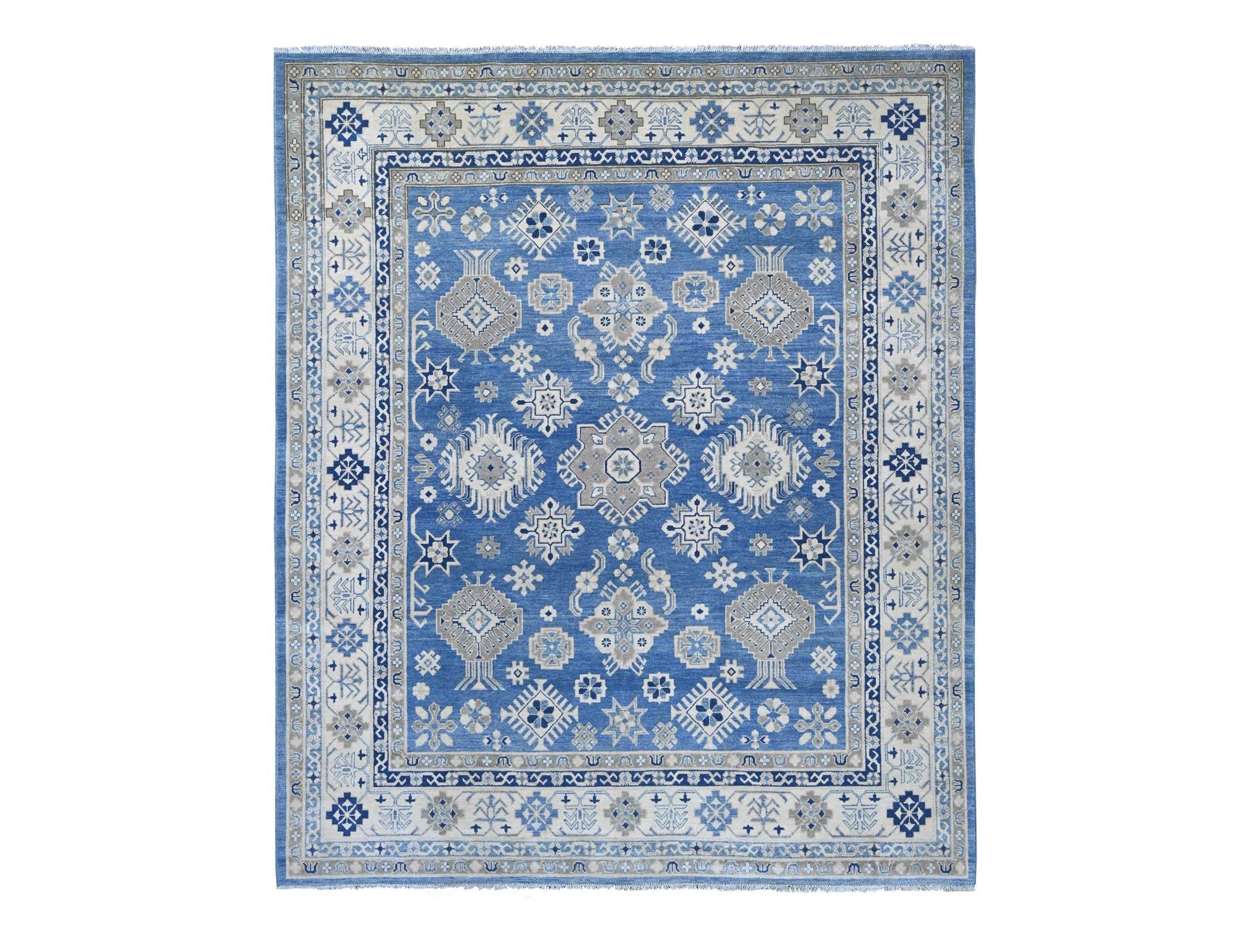 Blue 8'2" x 9'7" Kazak Hand knotted Wool Rug - Sku: O021778