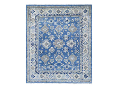 Blue 8'2" x 9'7" Kazak Hand knotted Wool Rug - Sku: O021778