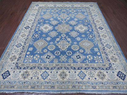 Kazak Kazak hand-knotted wool rug in Blue & Ivory, 8'2" x 9'7" — SKU O021778 (view 2)