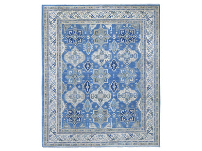 Blue 8'0" x 9'8" Kazak Hand knotted Wool Rug - Sku: O021780