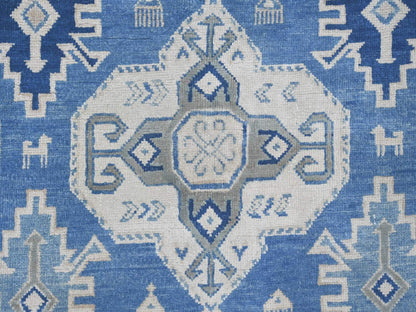 Blue 8'0" x 9'8" Kazak Hand knotted Wool Rug - Sku: O021780