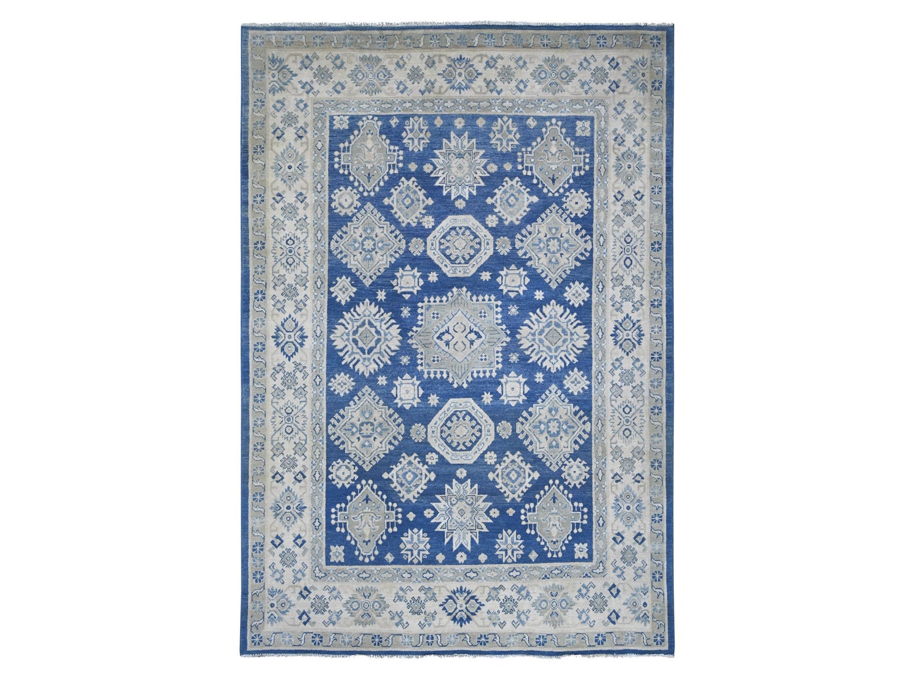Blue 5'10" x 8'5" Kazak Hand knotted Wool Rug - Sku: O021783