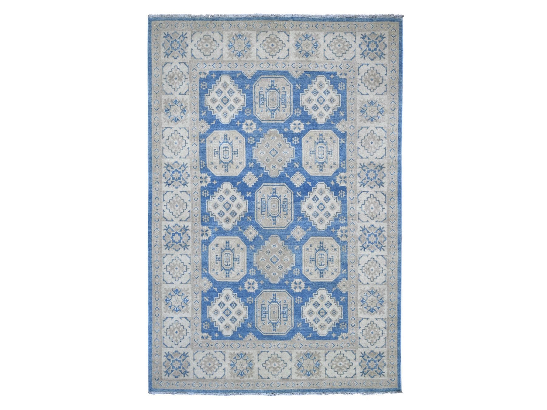 Blue 5'11" x 8'10" Kazak Hand knotted Wool Rug - Sku: O021784