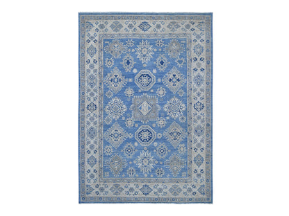 Kazak Kazak hand-knotted wool rug in Blue & Ivory, 6' x 8'5" — SKU O021786