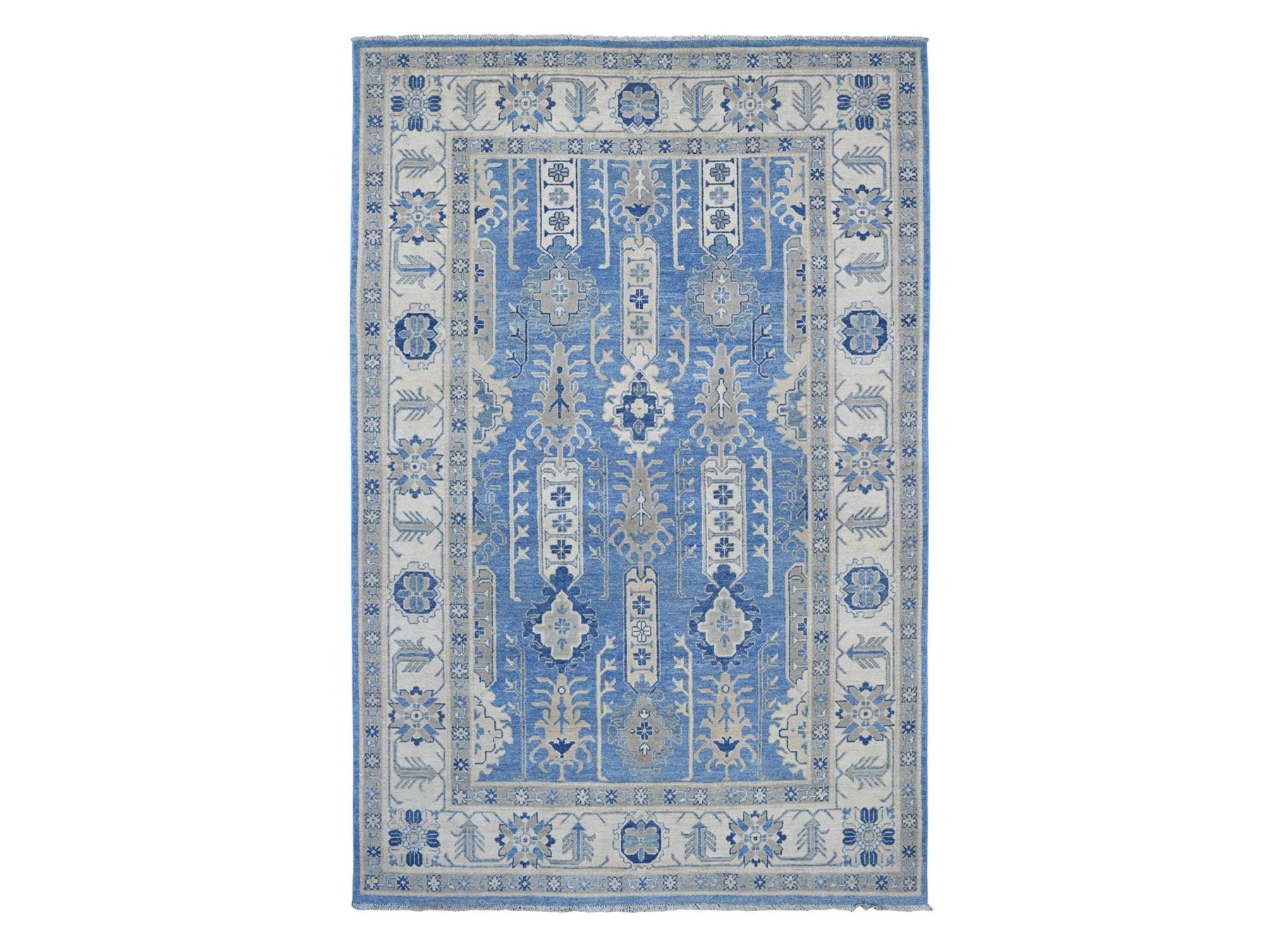 Blue 5'8" x 8'11" Kazak Hand knotted Wool Rug - Sku: O021787