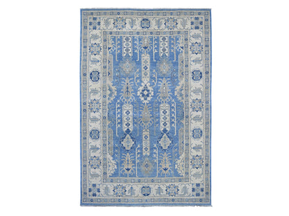 Blue 5'8" x 8'11" Kazak Hand knotted Wool Rug - Sku: O021787