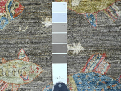 Brown 2'6" x 9'10" Modern and Contemporary Hand knotted Wool Rug - Sku: O021788