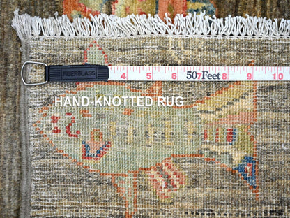 Brown 2'6" x 9'10" Modern and Contemporary Hand knotted Wool Rug - Sku: O021788