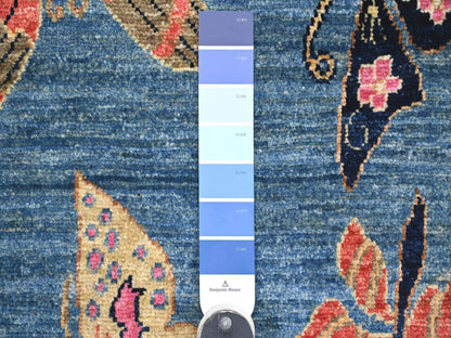 Blue 2'8" x 7'10" Modern and Contemporary Hand knotted Wool Rug - Sku: O021789