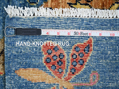 Blue 2'8" x 7'10" Modern and Contemporary Hand knotted Wool Rug - Sku: O021789