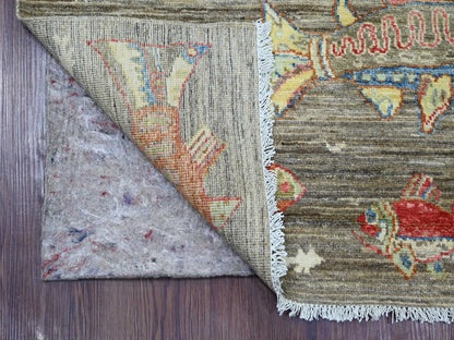 Peshawar Modern / Contemporary hand-knotted wool runner in Gray, 2'7" x 11'7" — SKU O021790 (view 2)